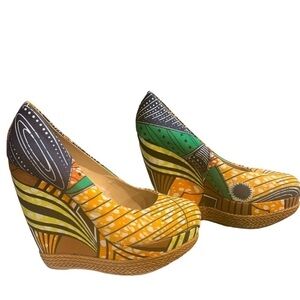 ALDO Forwood Platform Batik Wedge with woven leather trim